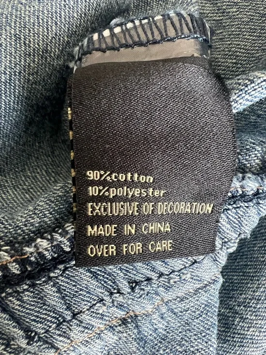 Suzanne Betro Y2K Denim Peplum Jacket Frayed Trim Button Front Medium - Picture 4 of 5